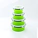 Produktbild KSTORE Runde Silikon-Faltbehälter 4 PCS zusammenklappbare Lebensmittel Lagerbehälter Brotdosen Wiederverwendbare Raumersparnis Silikon-Container Picknickbox Praktische Vorratsbehälter Sets,Grün