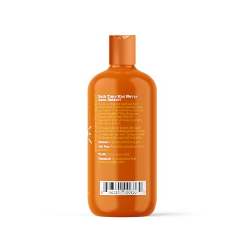 Image of Anti Itch Dog Shampoo with Oatmeal & Aloe Vera - Grooming Pet Wash for Itchy & Sensitive Skin + Dandruff & Coat - Gentle Anti Itch Formula - Vanilla Bean Scent - 16 OZ