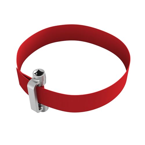 ISDOHS 3529D Heavy Duty Strap Oil Filter Wrench Dual Drive (3/8 & 1/2) Design Fits Filters Up to 9 Diameter Durable Nylon Strap and Forged Steel Handle for Easy Removal