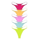 ETAOLINE Women's Thong Bikini Cheeky Bottom Solid G String Panties