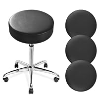 DONGKER Hocker Bezug Rund, 4 Stück PU-Leder Hockerbezug, Durchmesser 30-36cm, Dehnbar Knitterfrei Hocker Rundbezug für den bezug für Barhocker Rund