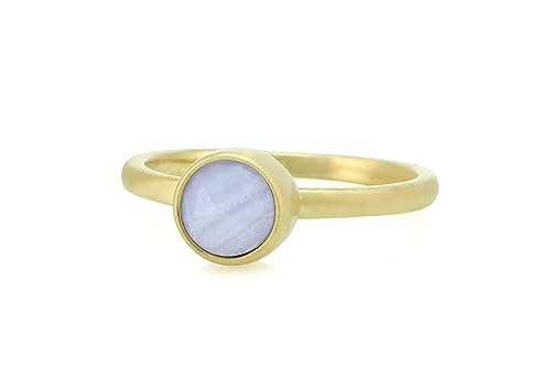 Bague avec chaton en agate bleue - Le cadeau idéal et intemporel