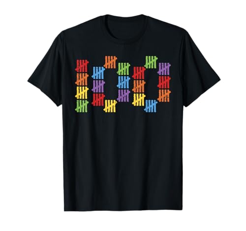 100th Day Of School Shirt 100 Lines Tally Marks Student T-Shirt