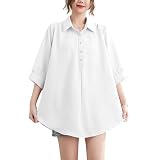 [F8eight] 綿麻専門店 シャツ リネン 上質 レディース 5分袖 襟付き ゆったり ボタン付き オフィス 無地 おしゃれ 大きいサイズ フォーマル シンプル 無地 着瘦せ 万能アイテム 通勤 OL カジュアル オフィス 春 夏 秋