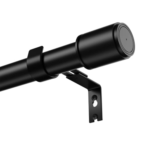 PeSenp Curtain Poles 77-130cm, 25mm Diameter Black Extendable Curtain Pole