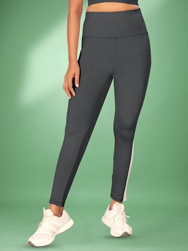 Image of Women's Polyester Blend Yoga Pants with High Rise Waist Stretch Fit Design Side Patti Slim Fit Style and Standard Length | Workout Track Pants | Joggers for GymRunning | Sports Top