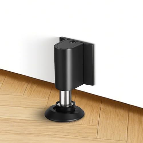 Bak Bo Magnetic Door Stoppers 4 Pack Bottom of Door Holder Keep Door Open No Drilling Magnet Floor Door Stop with Screws and Adhesive Matte Black DS26