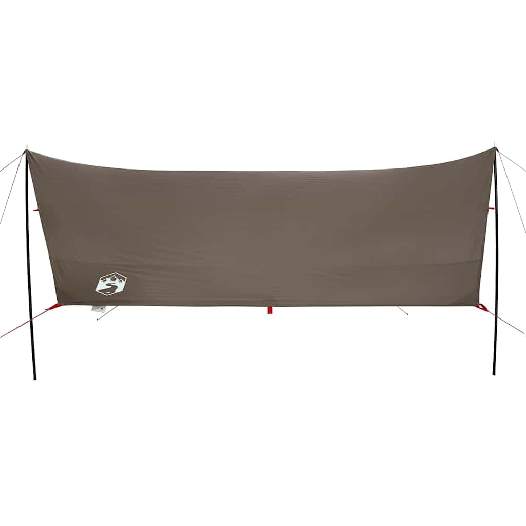 Tarp Olivgrün 438 x 376 x 212 cm Camping-Plane mit 2 Stangen, Tarp-Zelt aus 185T Polyester für Trekking Outdoor Aktivitäten mit Tragetasche