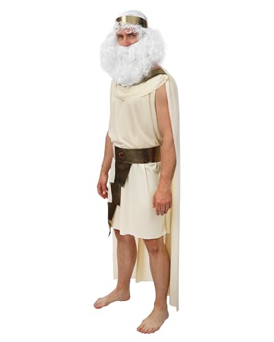P'TIT CLOWN - Déguisement Zeus Adulte - Costume Dieu Grec pour Homme - Tenue Carnaval, Halloween, Cosplay, Fête Costumée, Évènement à Thème - Blanc – vue 4