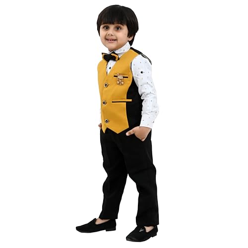 Image of Kids Boys Ethnic Suit Set I Boy's 3-Piece Suit with Bow Tie | Kids Party Suit Set Shirt, Pant & Waistcoat