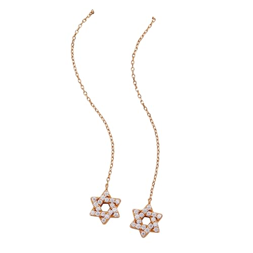 Alex and Ani Delicate Pave Star of David Threader Earrings, 14k Gold Sterling Silver