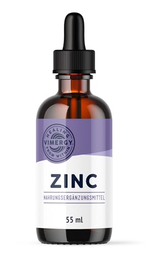 Vimergy Zink Tropfen - Reisegröße - 55 ml 27 Portionen Flüssiges Zink Hochdosiert Antioxidans Kein Raffinierter Zucker Glutenfrei ohne Gentechnik Koscher Vegan Keto/Paleo Ernährung Geeignet