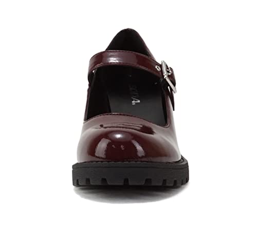 Image of Soda inchEviana inch ~ Women Mary Jane Round Toe Mid Chunky Block Heel Lug Sole Pump with Adjustable Strap