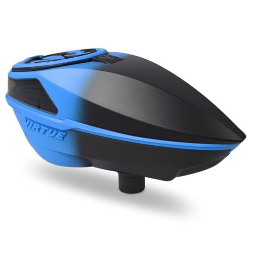 VIRTUE Spire V - Spire 5 - Paintball Loader - Paintball Hopper – 230 Round Capacity - CrownSF III Speed Feed & Rain Lid - Black to Color Fades (Cyan Black)