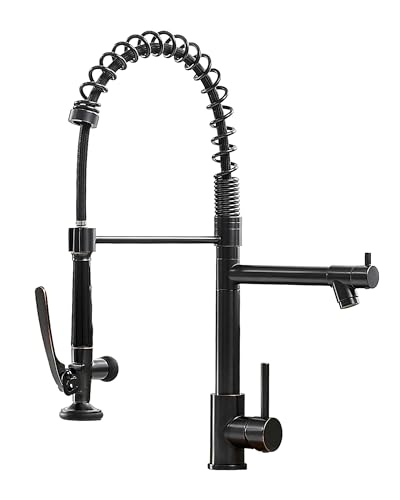 Image of Fapully Commercial Kitchen Sink Faucet with Sprayer Oil Rubber Bronze