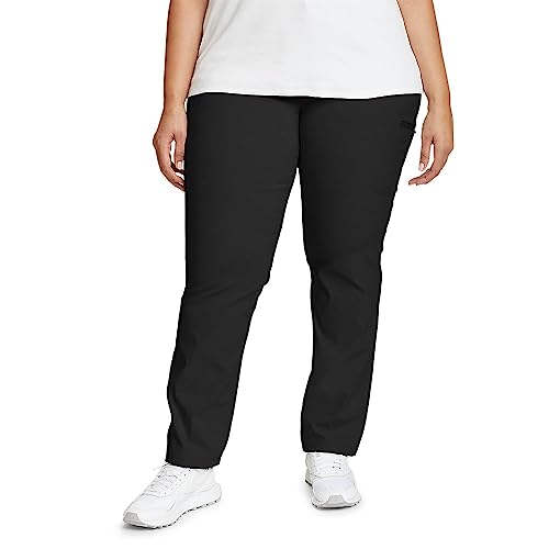 Eddie Bauer Women's Athletic Fit Fixed Waist Active Performance Rainier Pants, Black, 6