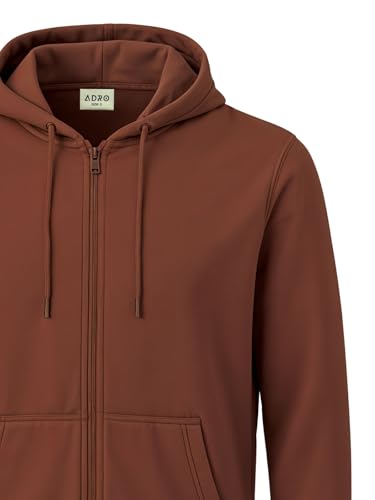 Image of ADRO Mens Cotton Solid Zipper Hoodie Sweatshirts