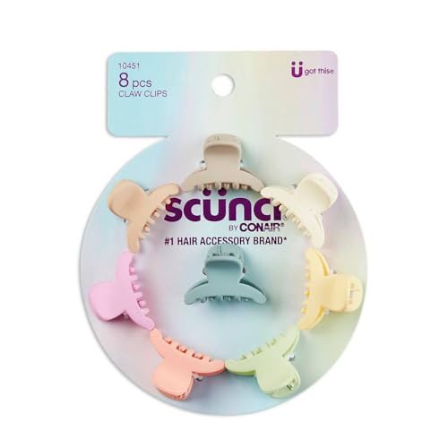 Mini pinces à cheveux pastel Scunci : lot de 8 barrettes mates légères pour tresses