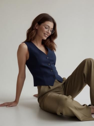 Image of ROCKSY V Neck Waistcoat for Women | Sleeveless Formal Jacket Top | Office Wear Regular Fit Blazer Vest.