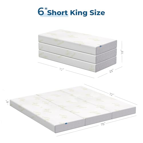 Image of Inofia Short King RV Mattress, 6 Inch Folding Memory Foam Mattress