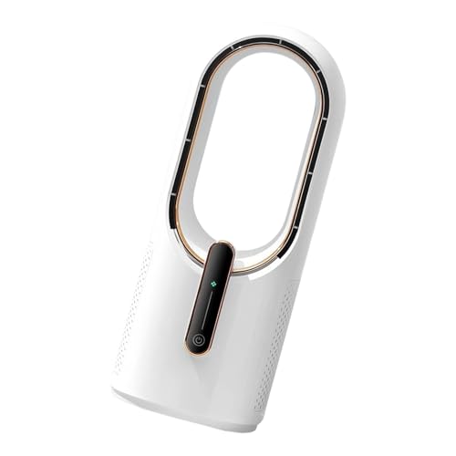 HINAYOSAN Ventilador multifuncional para camping, torre sin aspas, batería de 2200 mAh, 3 velocidades ajustables, textura ABS para mesa, moderno ventilador de oficina sin aspas