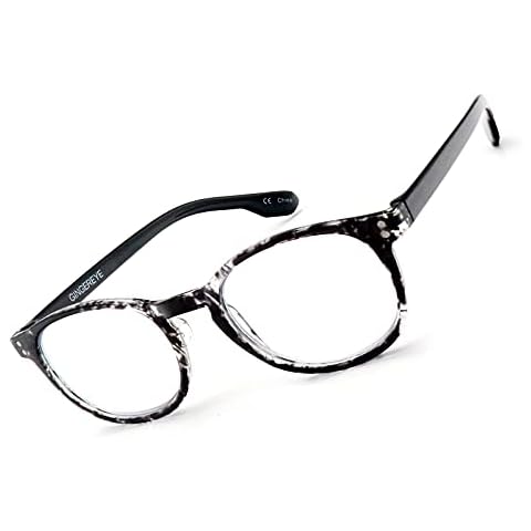 GINGEREYE Reading Glasses Spring Hinge Stylish Round Readers Grey Frame +2.0 Cover