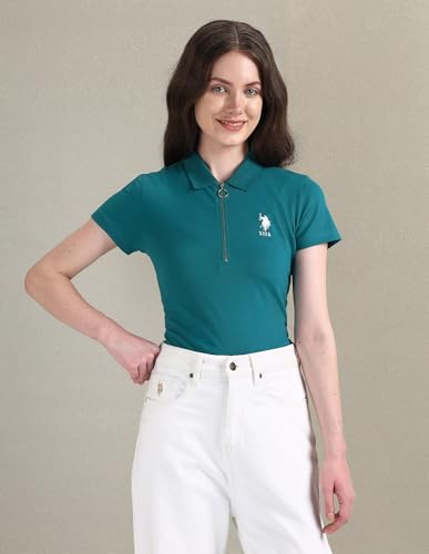 Image of U.S. Polo ASSN. Women's Cotton Regular Fit Solid Polo Shirt