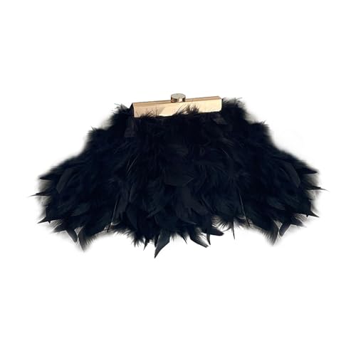 Pochette bourse en véritables plumes d'autruche de luxe