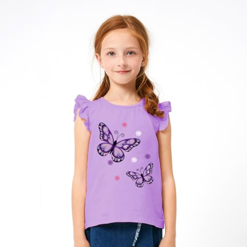 Girls Short Sleeve Shirts Casual Toddler Ruffle T Shirt Kids Bee Tank Top Mermaid Ice Cream Summer Crewneck Tees 2-7 Years2