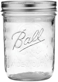 Ball Wide Mouth Glass Mason Jars with Lids and Bands, Used for Canning, Pickling, Juice, Jam, Jelly, Pint Size 16 Ounce (Pack of 4)