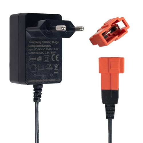 12V Ladegerät für Kinder Elektrofahrzeuge, 12 Volt Batterieladegerät Kompatibel mit Kid Trax Disney Frozen Mickey Minnie Mouse, Audi R8, Moto ATV und Mehr Spielzeugautos - Quadratischer Stecker