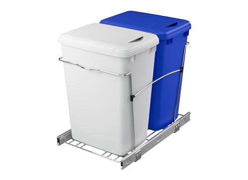 Image of Rev-A-Shelf Double Pullout Garbage Trash Cans for Kitchen Cabinets, 35 Qt