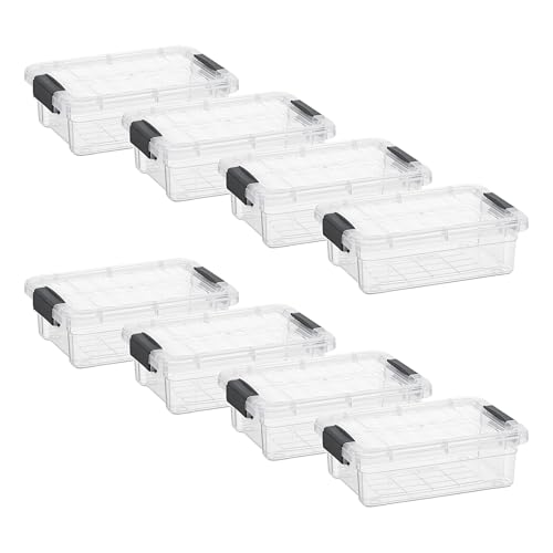Image of Superio Clear Storage Boxes with Lids, 1.27 Quart Plastic Container Bins for Organizing, Stackable Crates, BPA Free, Non Toxic, Odor Free, Organizers for Home, Office and Dorm, 8 Pack