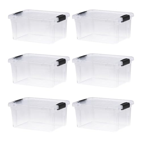 Image of Superio 6.6 Quart Clear Plastic Storage Boxes with Lids, Stackable Organizer Containers, BPA-Free Storage Bins for Home, Office, School & Dorm, 6 Pack