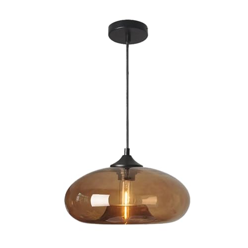 Tropibed Industrial Pendant Light, Colorful Glass Pendant Lighting Fixtures for Kitchen Island Farmhouse Creative Glass Pendant Light Shade Vintage Lamp Retro Ceiling Hanging Lamp (Brown)