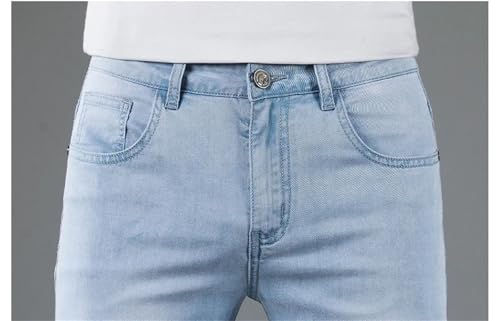Men's High Waist Jeans Summer Thin Trousers Solid Color PlElasticity Straight Leg Denim Pants2