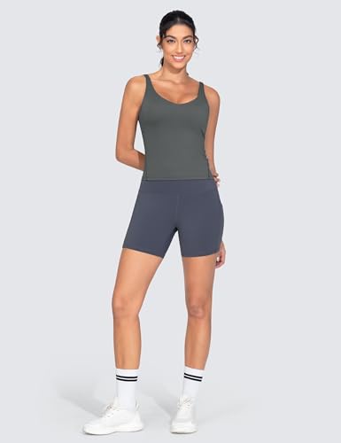 Image of THE GYM PEOPLE Women's Longline Sports Bra Wirefree Padded Workout Yoga Tank Top