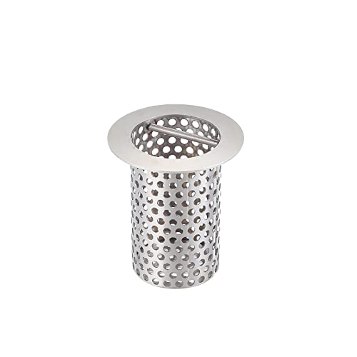 osseph Commercial Floor Drain Strainer, 3 1/2" Lip Diameter x 4" Tall 316 Perforated Cylindrical Mesh Stainless Steel Drain Strainer with Carry Handle for Restaurant/Factory/Kitchen/Laboratory