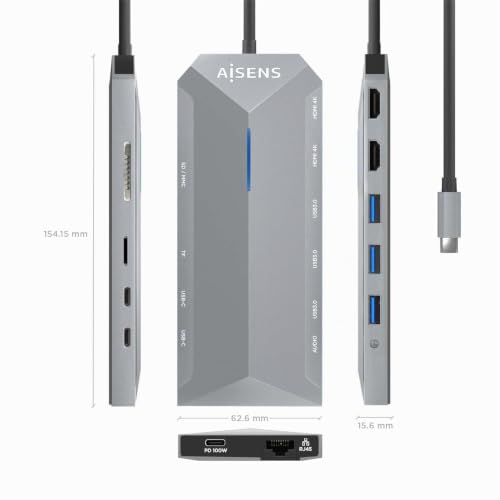 USB-C Dock 12 en 1 dual HDMI para conectar dos monitores y transferir datos 6