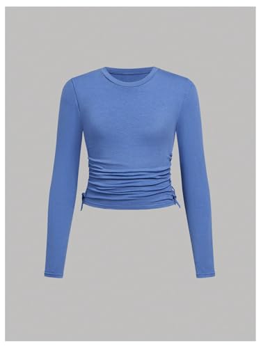 Floerns Girl's 3 Pcs Casual Crew Neck Long Sleeve Ruched T Shirts Tee Tops3