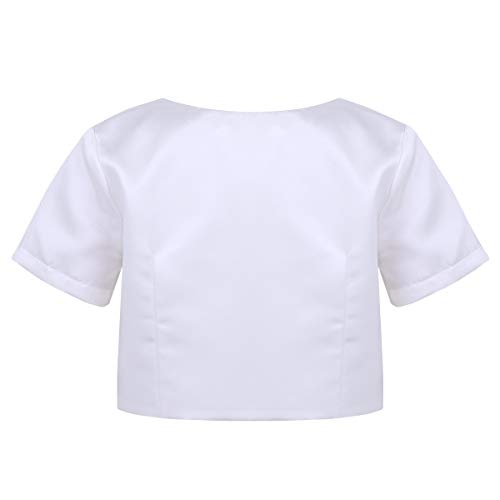 Kids Girls Satin Bolero Shrug Short Sleeve Button Cardigan Wedding Party Bridesmaid Dress Cover Up2