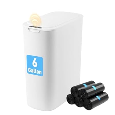 FRESHLIX Automatic Motion Sensor Bathroom Trash Can with Lid, 6 Gallon Touchless Trash Bin, Smart Electric Narrow Waterproof Garbage Bin for Toilet, Office, Rv, Bedroom, Living Room