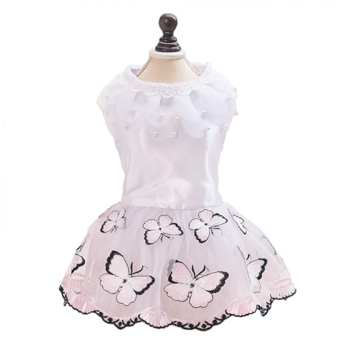 Vestido tutu con perlas y mariposa para perro, rosa L miniatura 3