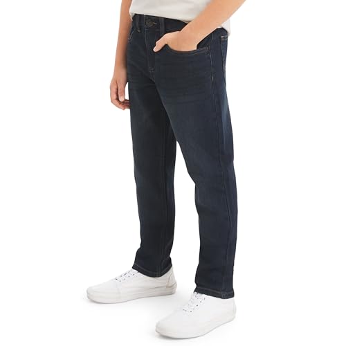 Lee Boys' 5 Pocket Straight Fit Stretch Waist Denim Jeans, Dark Indigo, 10 - image 1