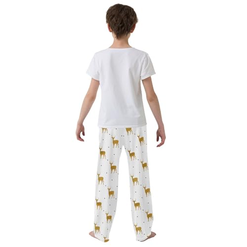 Boys' Pants Christmas Golden Deers Long Bottoms Jogger Pants Elastic Waist Trousers with Pockets S-XL3