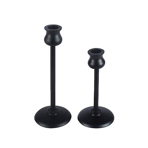 Rely+ Black Pitcher Candle Holders Set of 2 (Large) – Decorative Metal Candlestick Holders for Dining Table Centerpiece, Home Décor, Mantel, Wedding & Party Decorations