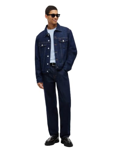 Image of Tommy Jeans Men's Lightweight Denim Trucker Jacket With Embroidered Logo