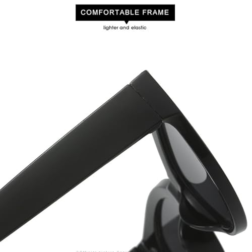 Lunettes de soleil œil de chat mixtes en acétate noir - 3
