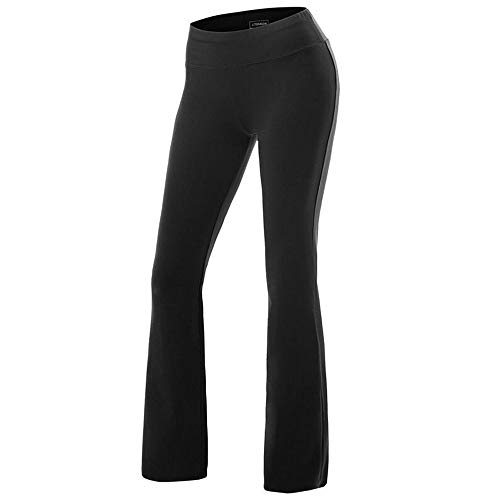 FITTOO Women Casual Boot Cut Yoga Pants Ladies Stretch Softy Trousers Pilates Workout Gym leggings, Black, XL