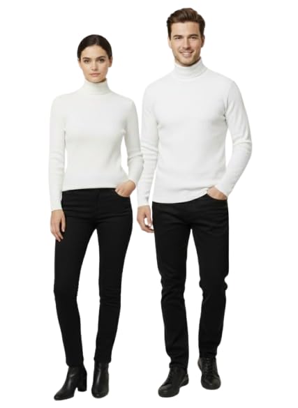 Stylish Full Sleeves High Neck Sweaters, Woolen Warm Fabric, Trendy Comfortable Wear for Men & Women(White) (in, Alpha, 2XL, Pack of 2)-picture-22